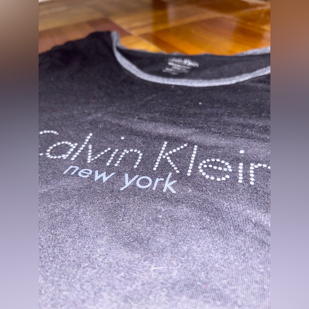 Calvin Klein | black t-shirt cotton blend front logo | size L - Picture 5 of 6